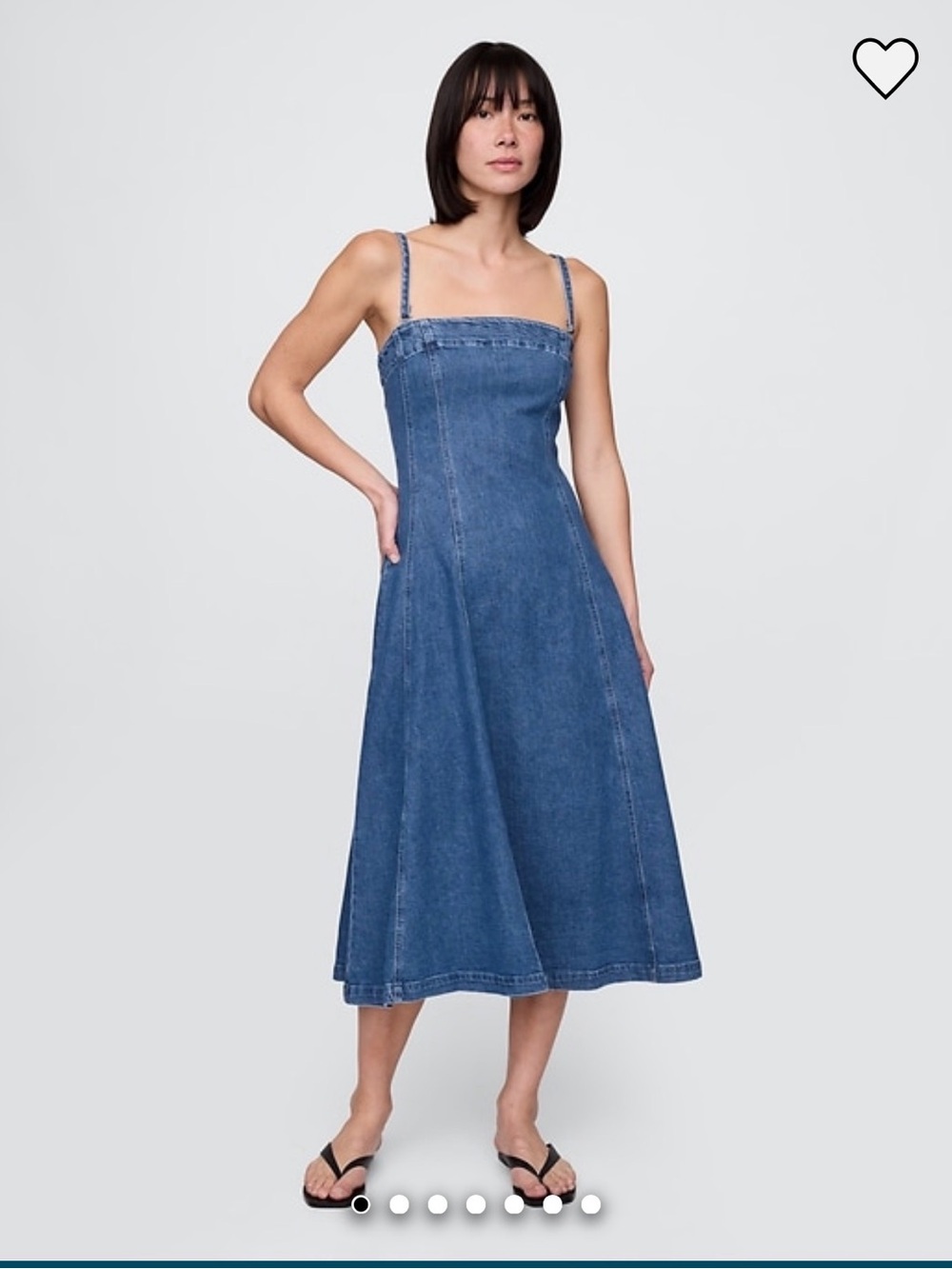 GAP Blue Denim Midi Dress with Thin Straps